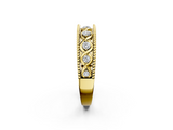 Yellow gold Round Diamond Twist Milgrain Band with Bezel Setting_19