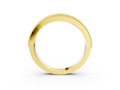 Yellow gold Round Diamond Twist Milgrain Band with Bezel Setting_20