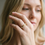 Yellow gold Round Diamond Twisted Infinity Band with Prong Setting_43