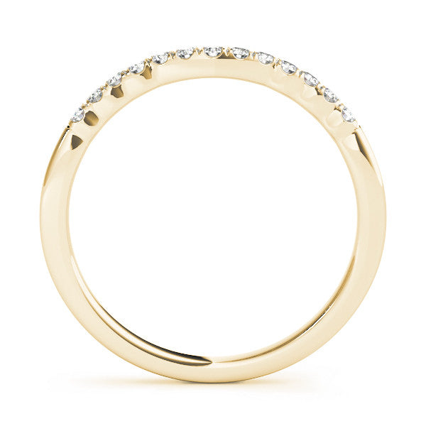 Yellow gold Round Diamond U-Shape Pavé Curved Wedding Band