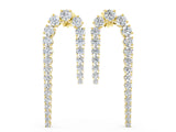 Yellow gold Round Diamond U-Shaped Drop Earrings