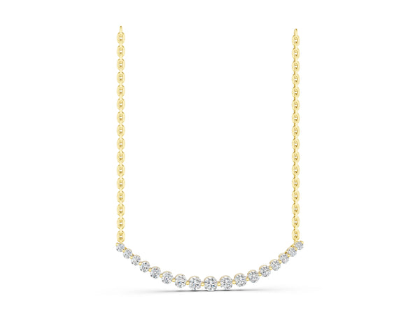 Yellow gold Round Diamond V-Prong Bar Pendant