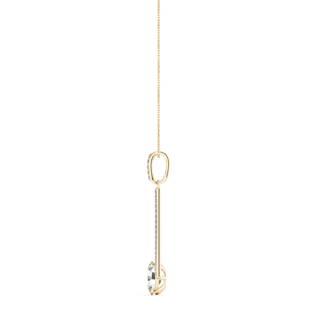 Yellow gold Round Diamond V-Prong Pavé Pendant 2