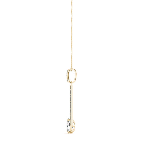 Yellow gold Round Diamond V-Prong Pavé Pendant 2