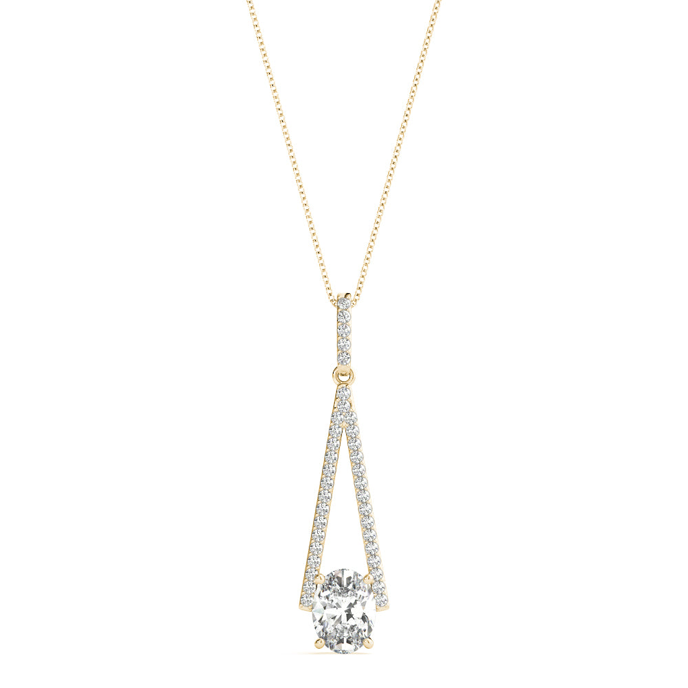 Yellow gold Round Diamond V-Prong Pavé Pendant