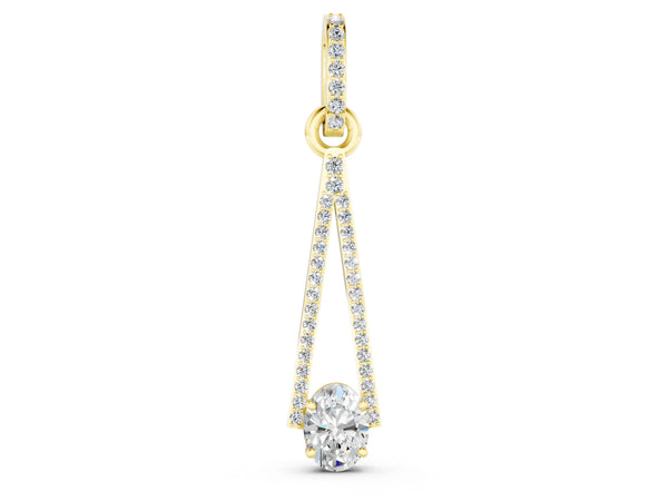 Yellow gold Round Diamond V-Prong Pavé Pendant