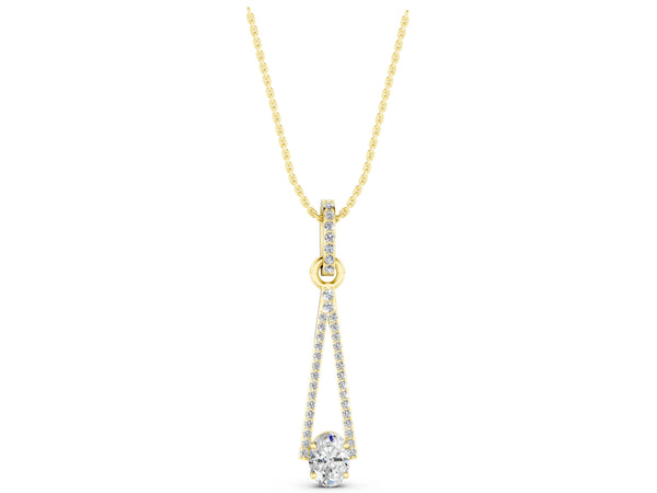 Yellow gold Round Diamond V-Prong Pavé Pendant