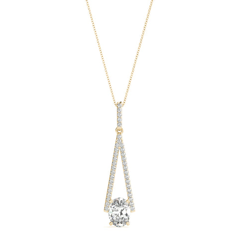 Yellow gold Round Diamond V-Prong Pavé Pendant
