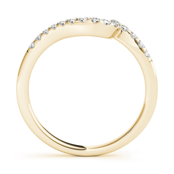 Yellow gold Round Diamond V-Shaped Pavé Curved Band 1
