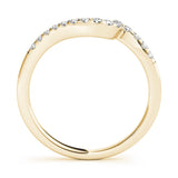 Yellow gold Round Diamond V-Shaped Pavé Curved Band 1