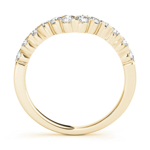 Yellow gold Round Diamond V-Shaped Prong Set Eternity Band 1