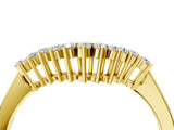 Yellow gold Round Diamond V-Shaped White Gold Band with Prong Setting_8