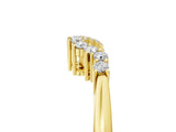 Yellow gold Round Diamond V-Shaped White Gold Band with Prong Setting_9