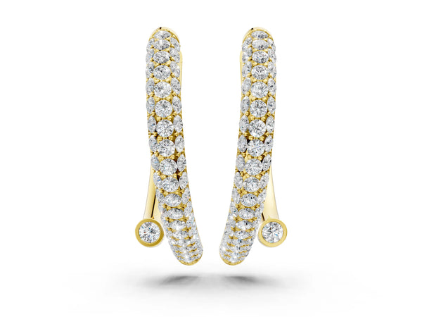 Yellow gold Round Diamond Vega Bypass Hoop Earrings