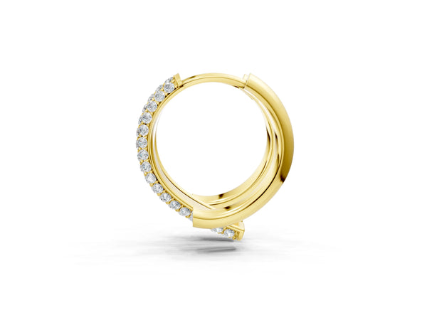 Yellow gold Round Diamond Vega Bypass Hoop Earrings