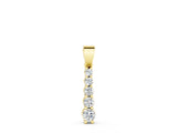 Yellow gold Round Diamond Vertical Pendant with Prong Setting