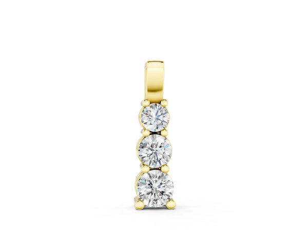 Yellow gold Round Diamond Vertical Prong Pendant