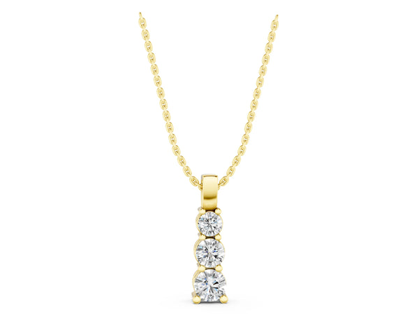 Yellow gold Round Diamond Vertical Prong Pendant