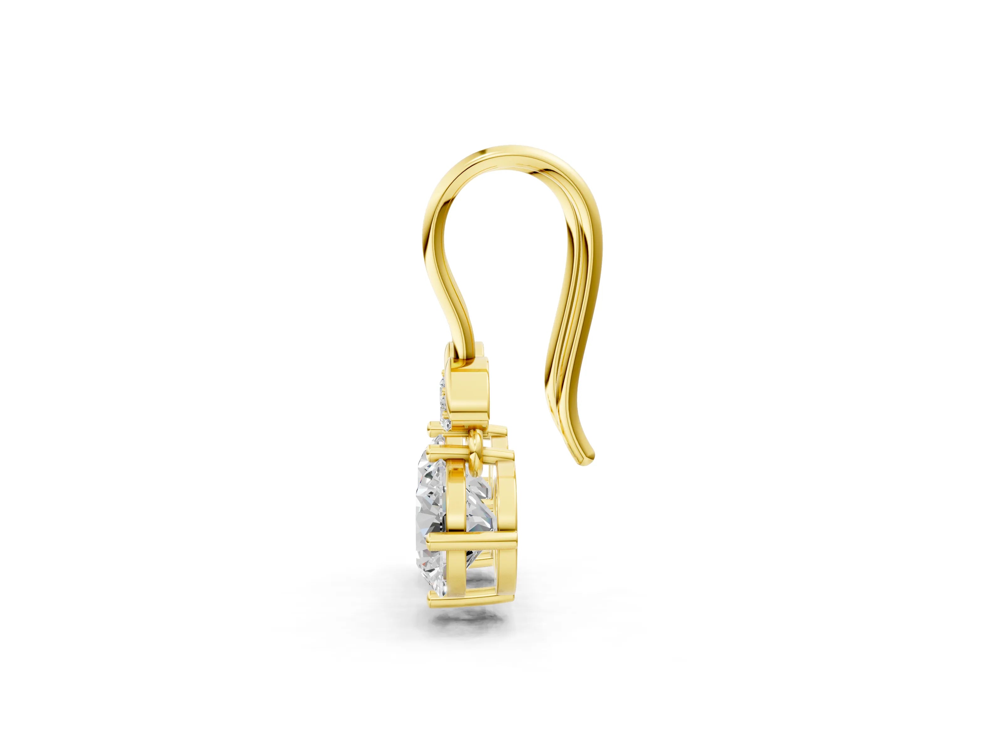 Yellow gold Round Diamond Water Lily Drop Earrings with Diamond Accents_1