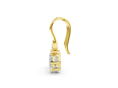 Yellow gold Round Diamond Water Lily Drop Earrings with Diamond Accents_1