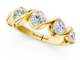 Yellow gold Round Diamond Wave Band with Channel Setting and Shared Prongs_5