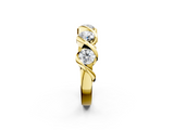 Yellow gold Round Diamond Wave Band with Channel Setting and Shared Prongs_6