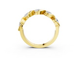 Yellow gold Round Diamond Wave Band with Channel Setting and Shared Prongs_7