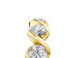 Yellow gold Round Diamond Wave Band with Channel Setting and Shared Prongs_9