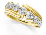 Yellow gold Round Diamond Wave Band with Channel and Shared Prong Setting_22