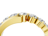 Yellow gold Round Diamond Wave Band with Channel and Shared Prong Setting_25