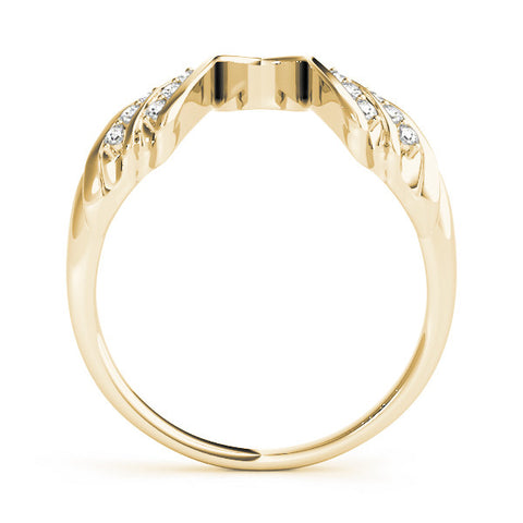 Yellow gold Round Diamond Wave Bypass Band with Prong Setting 1