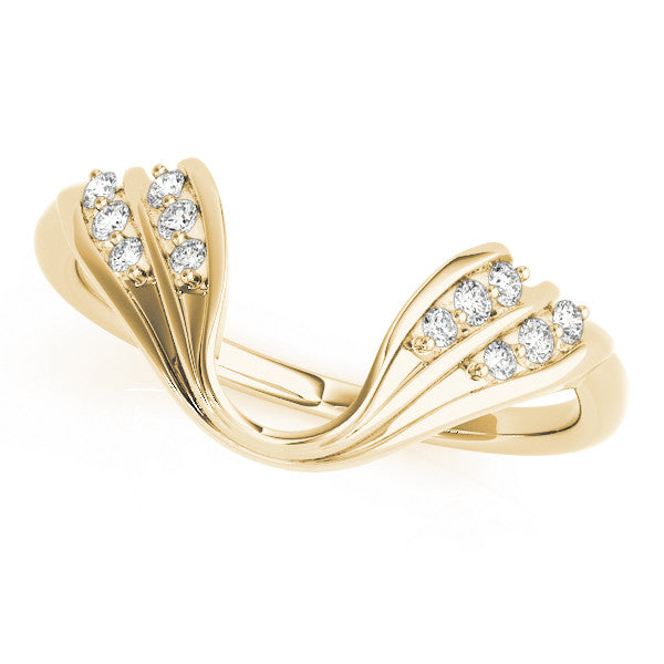 Yellow gold Round Diamond Wave Bypass Band with Prong Setting
