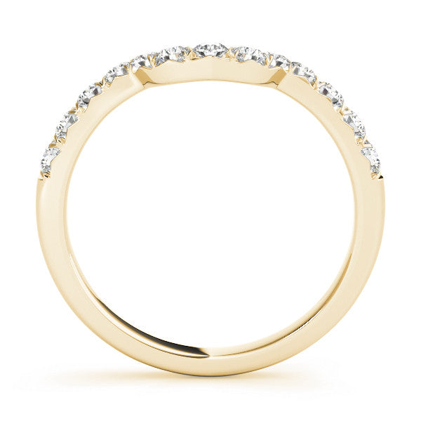 Yellow gold Round Diamond Wavy Eternity Band with Prong Setting 1