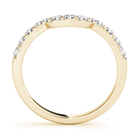 Yellow gold Round Diamond Wavy Eternity Band with Prong Setting 1