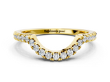 Yellow gold Round Diamond Wavy Eternity Band with Prong Setting_4