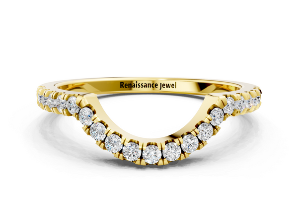 Yellow gold Round Diamond Wavy Eternity Band with Prong Setting