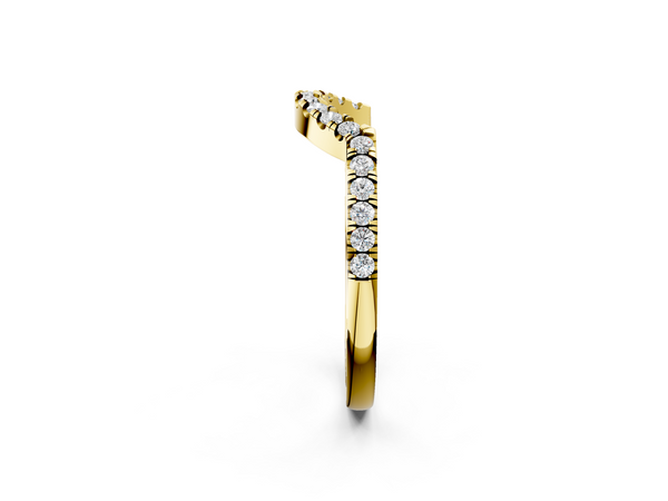 Yellow gold Round Diamond Wavy Eternity Band with Prong Setting