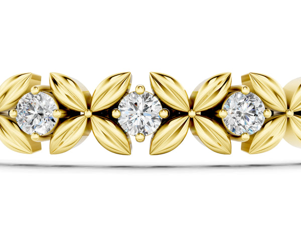 Yellow gold Round Diamond XOXO Tennis Bracelet with Four-Prong Setting