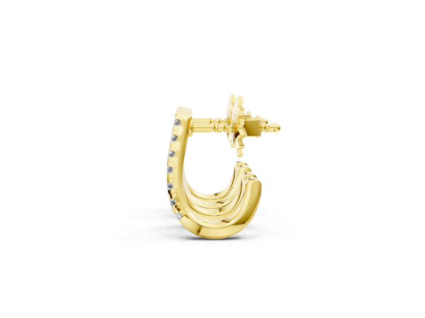 Yellow gold Round Diamond Zuri Huggie Hoop Earrings