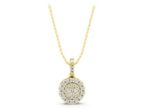 Yellow gold Round Double Halo Diamond Pendant with Pavé Setting_5