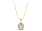 Yellow gold Round Double Halo Prong Set Diamond Pendant_5
