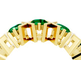 Yellow gold Round Emerald Channel Set Band with X-Prong Detail_10