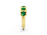 Yellow gold Round Emerald Channel Set Band with X-Prong Detail_8