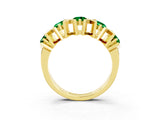 Yellow gold Round Emerald Channel Set Band with X-Prong Detail_9