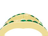 Yellow gold Round Emerald Channel-Set Chevron Band_10