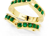 Yellow gold Round Emerald Channel-Set Chevron Band_7