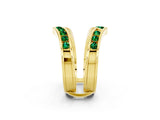 Yellow gold Round Emerald Channel-Set Chevron Band_8