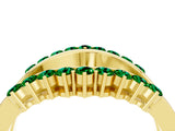 Yellow gold Round Emerald Chevron Contour Band with Prong Setting_10