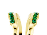 Yellow gold Round Emerald Chevron Contour Band with Prong Setting_11