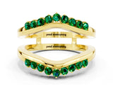 Yellow gold Round Emerald Chevron Contour Band with Prong Setting_6